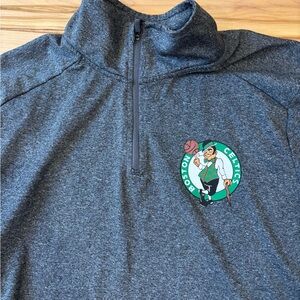Boston Celtics Quarter-Zip gray long sleeve lightweight pullover sweatshirt